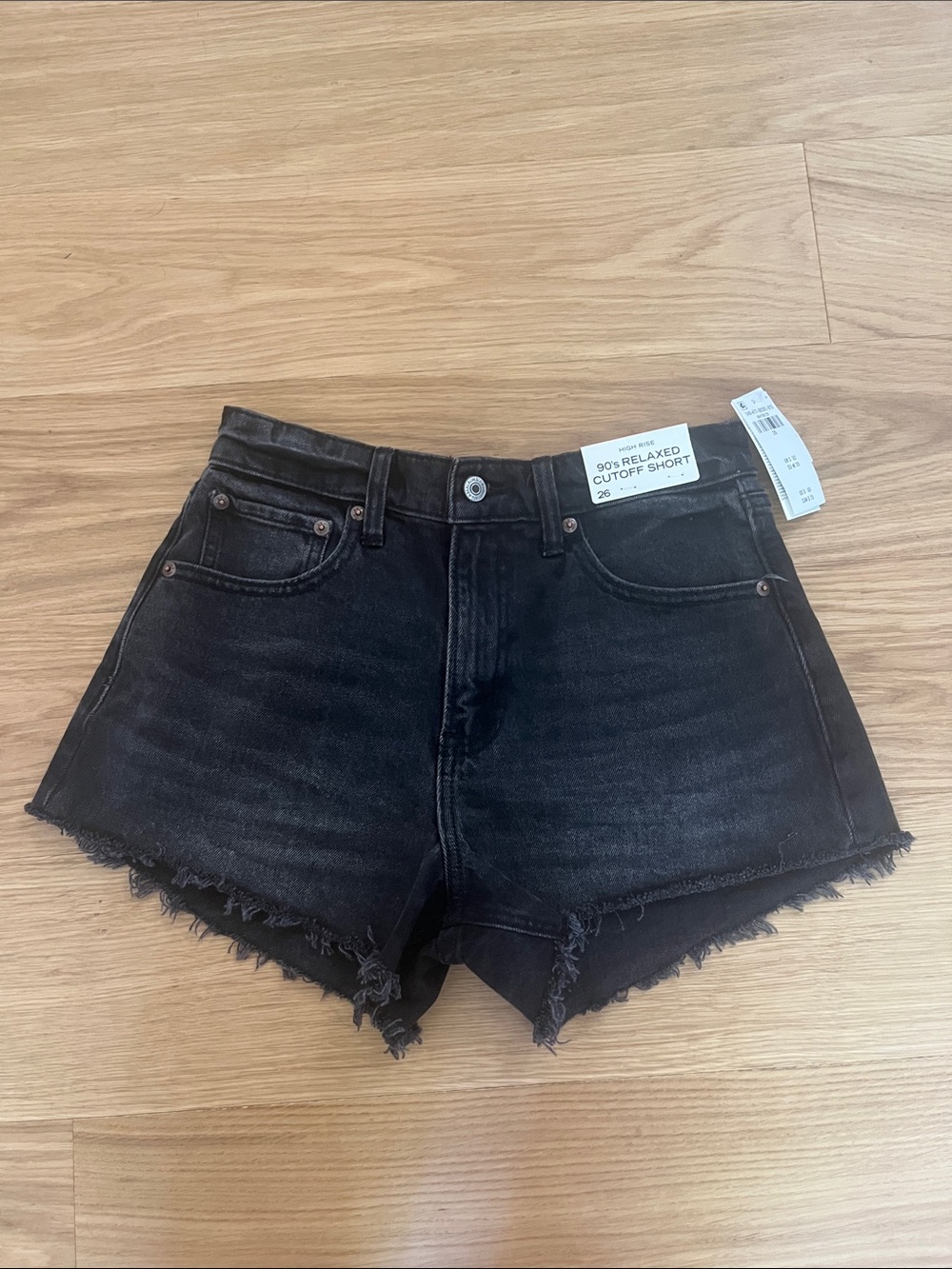 Abercrombie Women’s High Rise 90’s Relaxed Cutoff Denim Shorts-Black size 26 NWT
